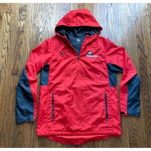Nike Samford Bulldogs Jacket Mens Size Medium Windbreaker Hooded 1/4 Zip Red